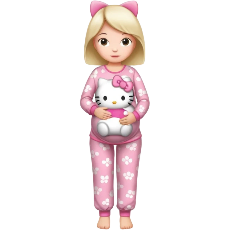 беременная девушка в полный рост в пижаме hello kitti emoji