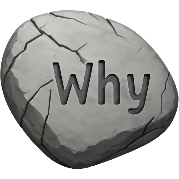 a rock saying why emoji