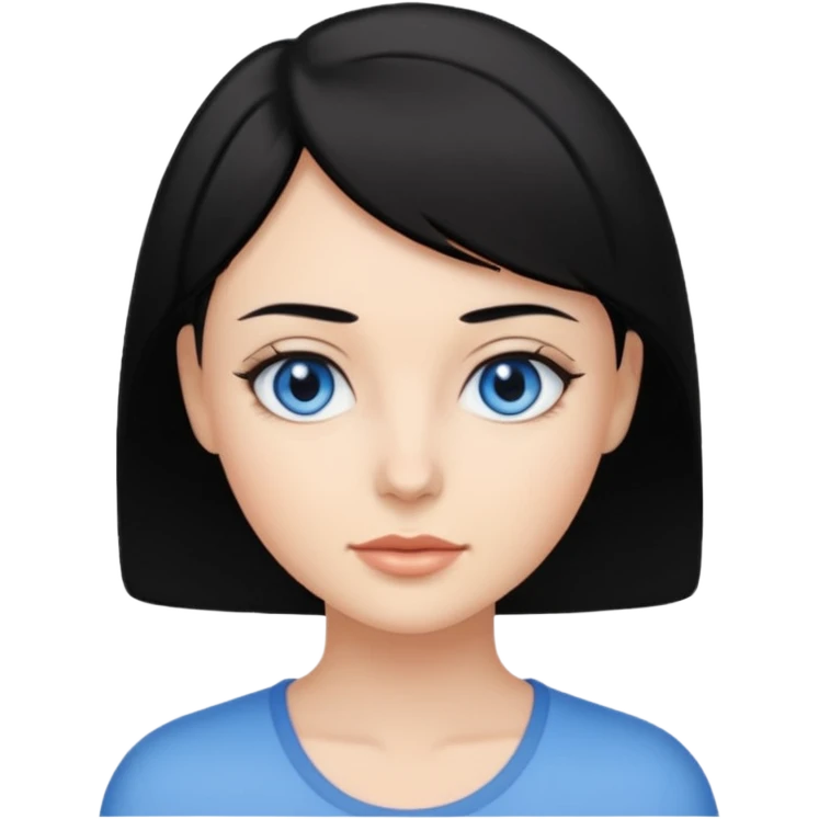 یه زن با موهای مشکی و جلوس آبی موهای کوتاه و خوشگل emoji