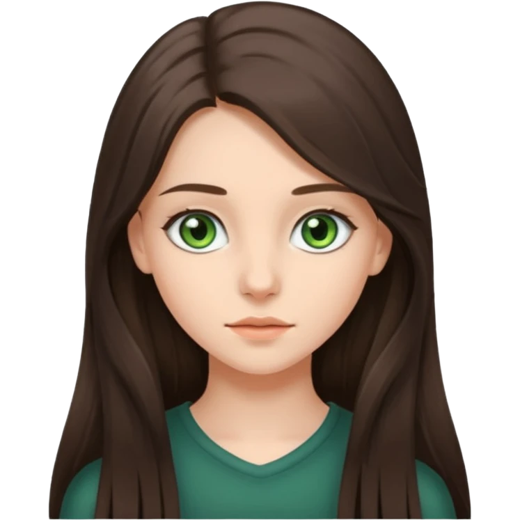Девушка, шатенка с длинами волосами, лет 18 с серо зелёными глазами emoji