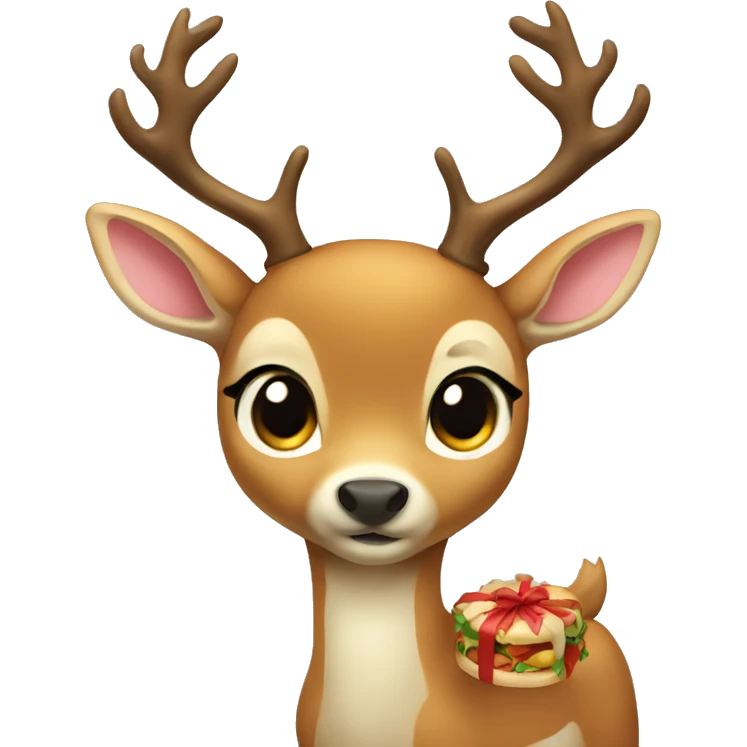 cute deer eats bow emoji