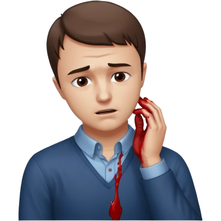 charlie kirk holding his neck with his right hand in pain and add blood  with his receding hairline  emoji