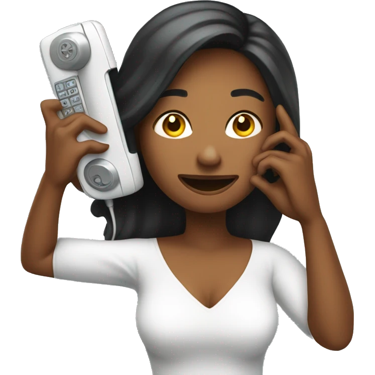 woman showing big phone emoji