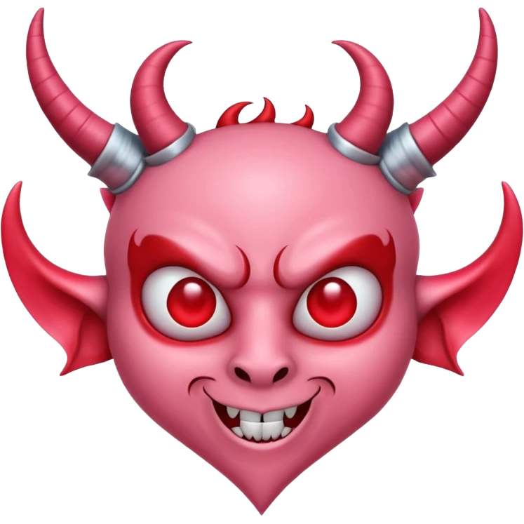 a pink heart with demon horns on it emoji
