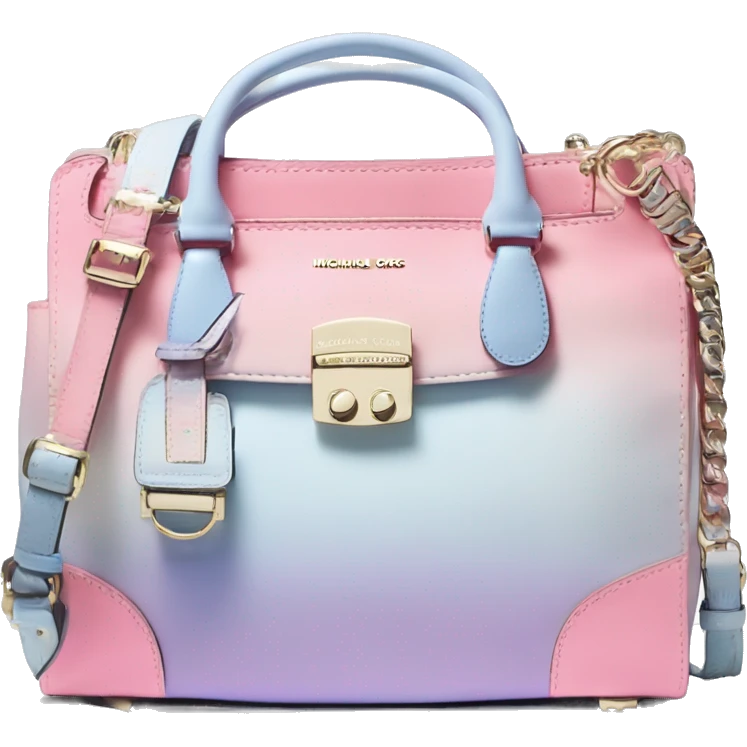 Realistic isolated pastel pink,pastel blue,bubblegum pink,and periwinkle ombre Michael Kors satchel purse.  emoji