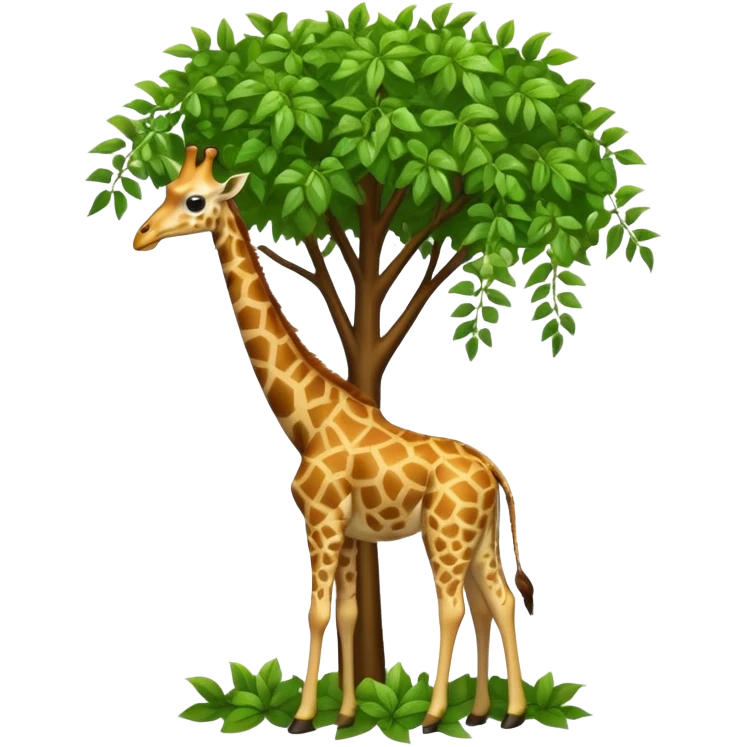 giraffe eating leaves from a tree emoji