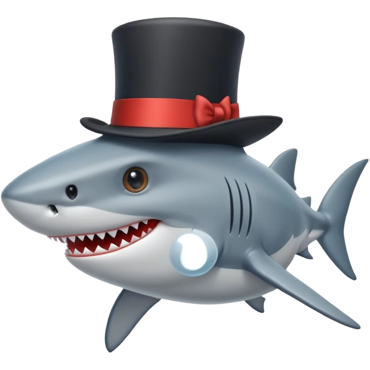 Shark with a top hat emoji
