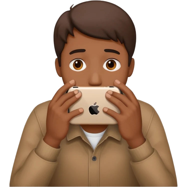 Could you please make an emoji of a community manager man with iphone stressed and covering his face? emoji