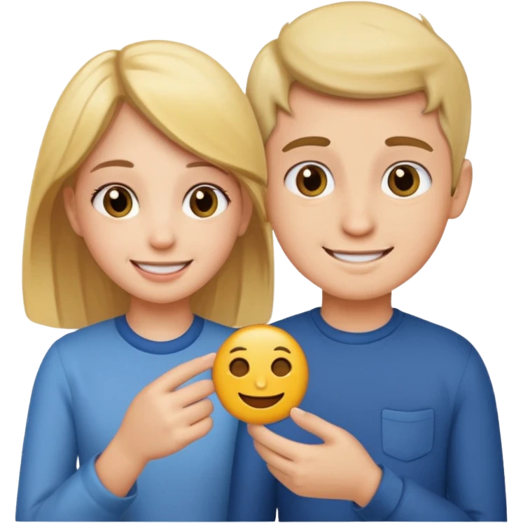 Make an emoji of a girl who is teaching a boy how to make emojis emoji
