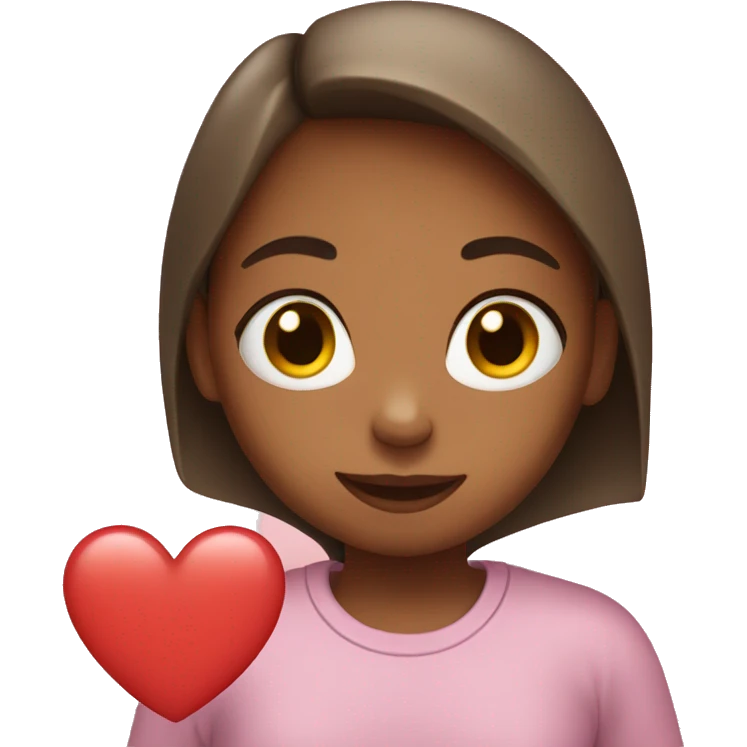 The girl shows the heart emoji