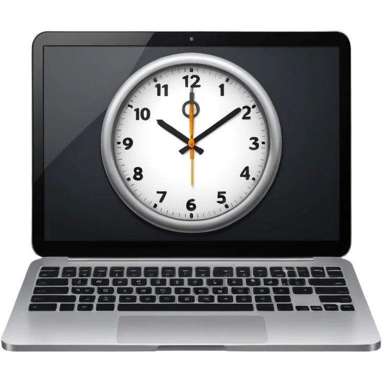 laptop with a clock above it emoji