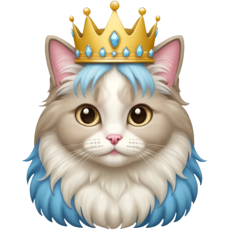 bicolor ragdoll cat with princess tiara emoji