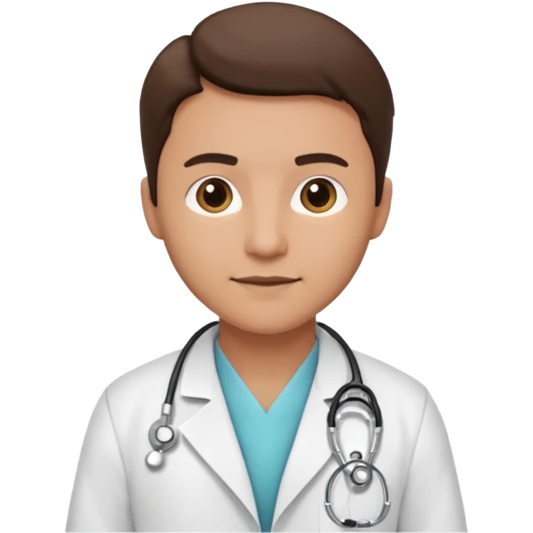 medico con estetoscopio y bata en un hospital emoji