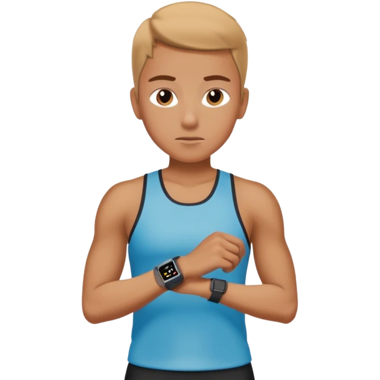 An athlete looking at their smart watch after running emoji