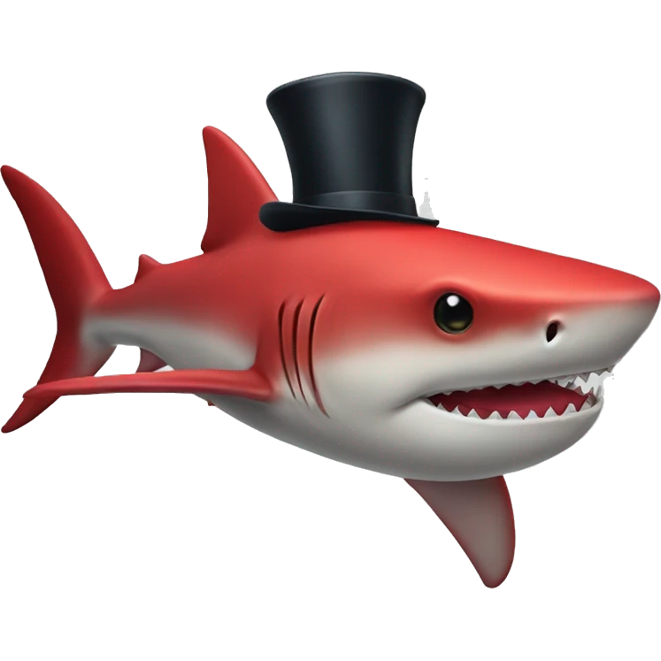 red shark with tophat emoji