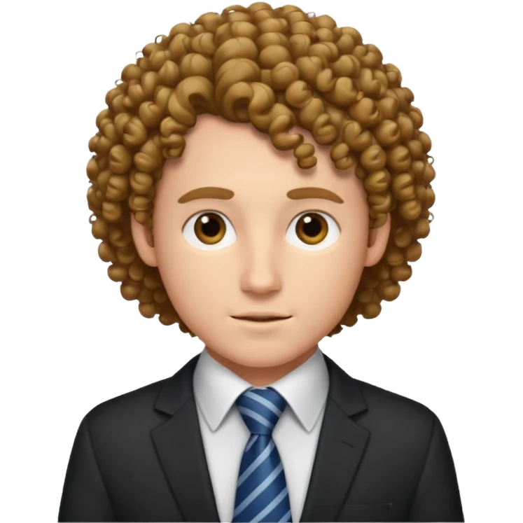 curly man with tie emoji