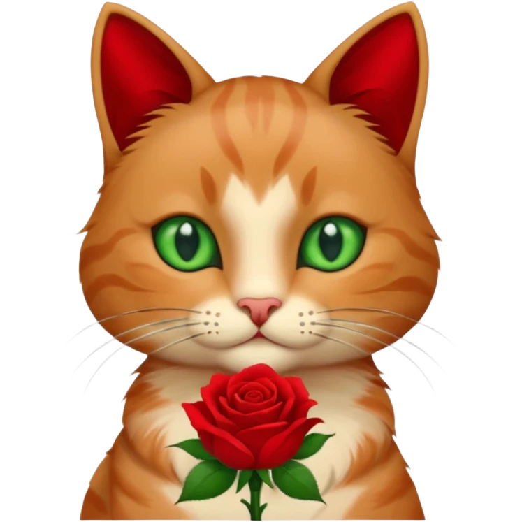 A cat holding a rose emoji