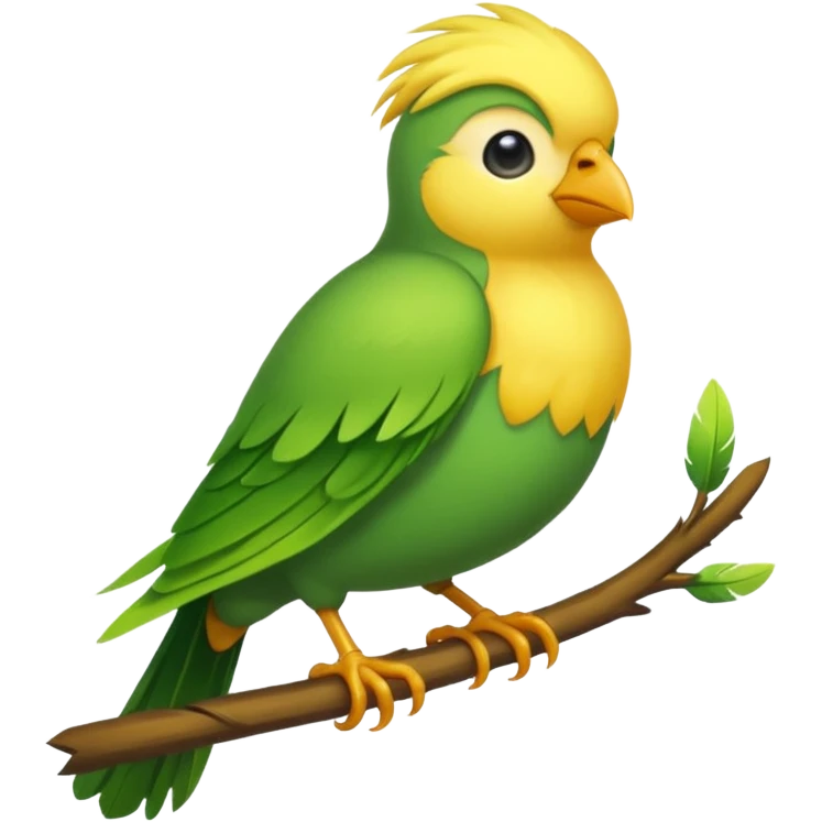 A bird with color green and his head yellow emoji