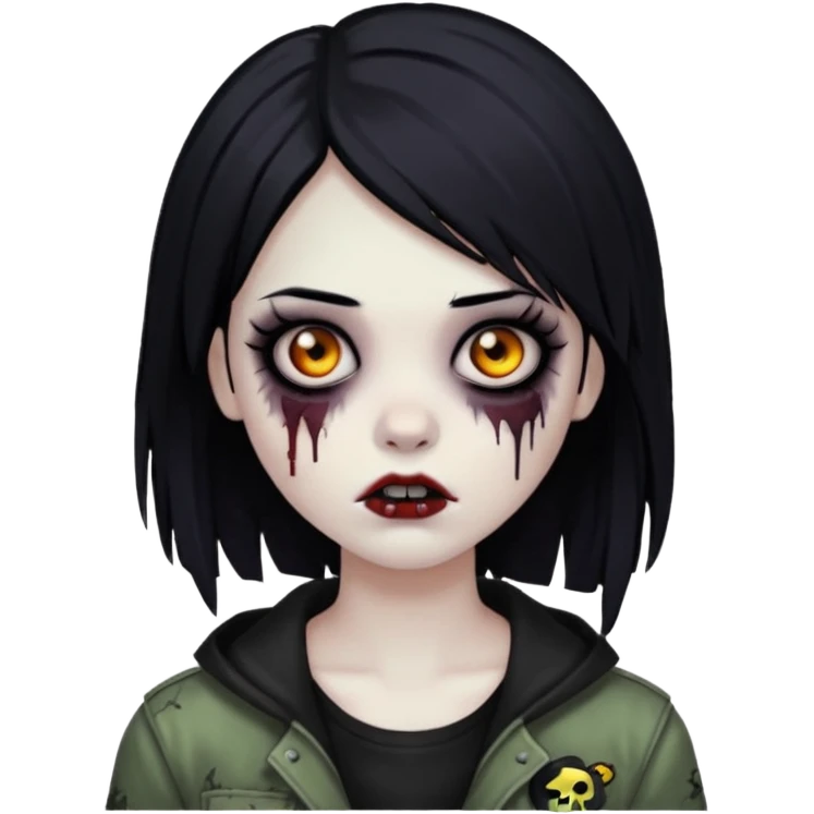 girl zombie with black hair emo emoji