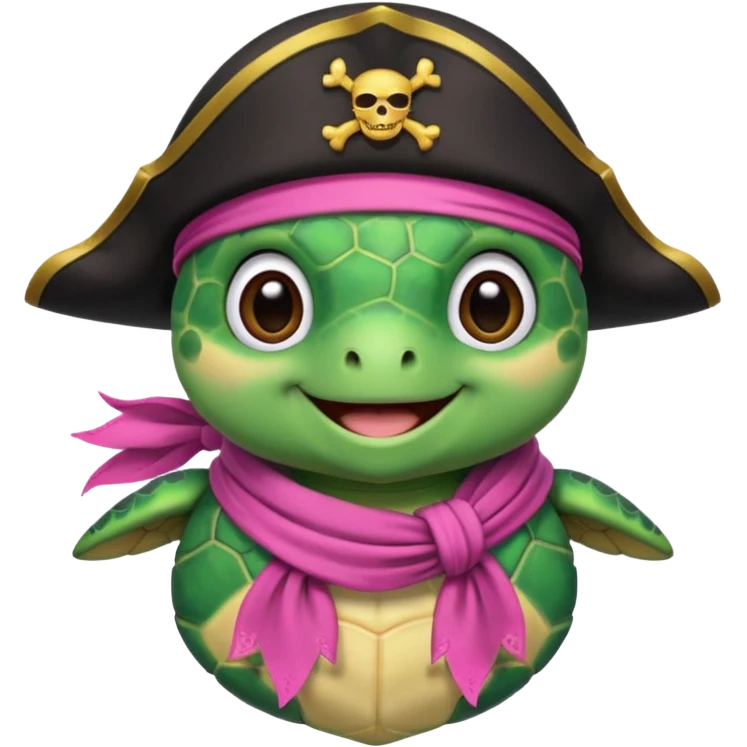 cute sea turtle wearing a pink pirate scarf emoji