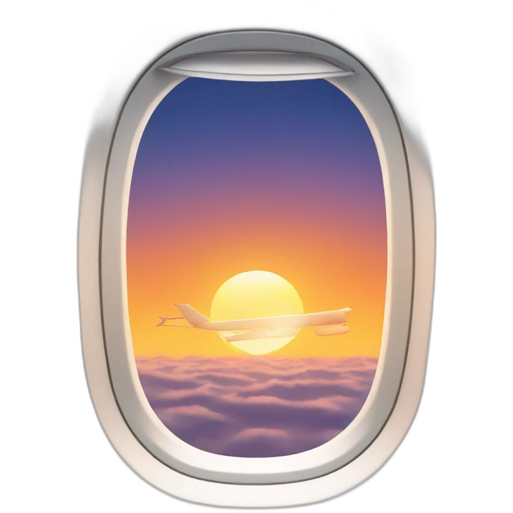 plane window with sunset emoji