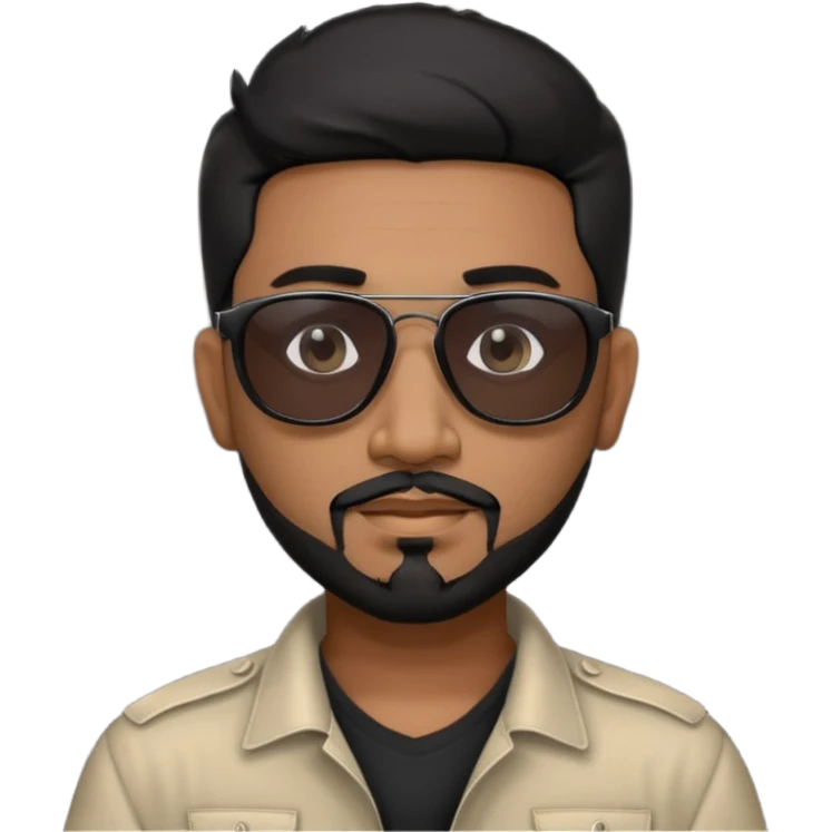 Indian man with  black hair and Goatee and black sunglasses emoji