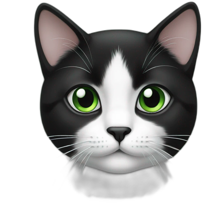 black and white cat green eyes emoji
