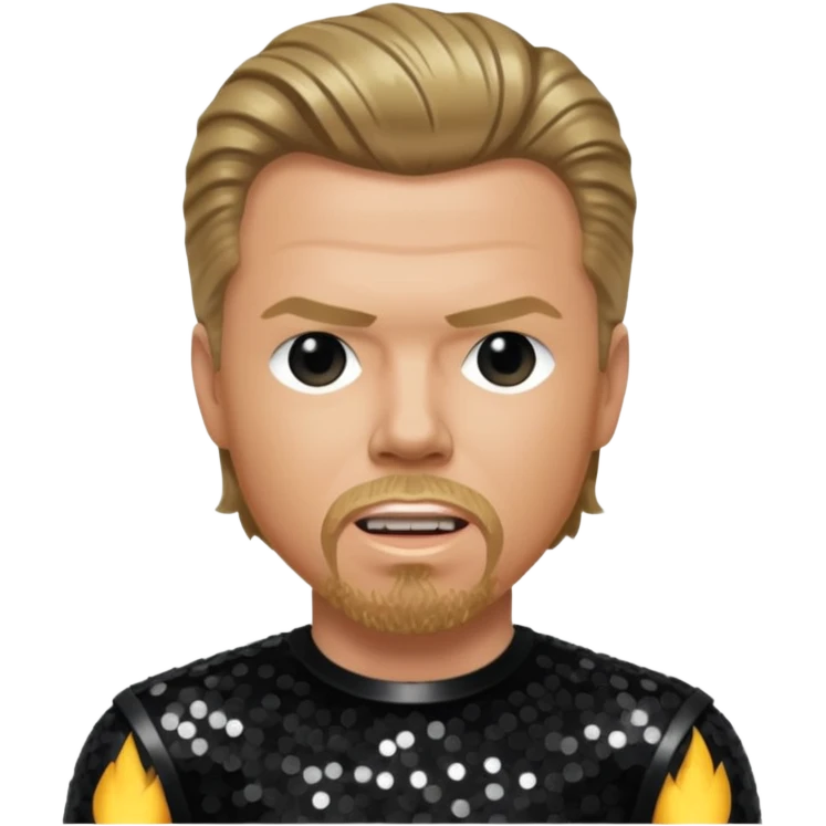 James Hetfield with dark blonde hair, black sequin outfit  emoji