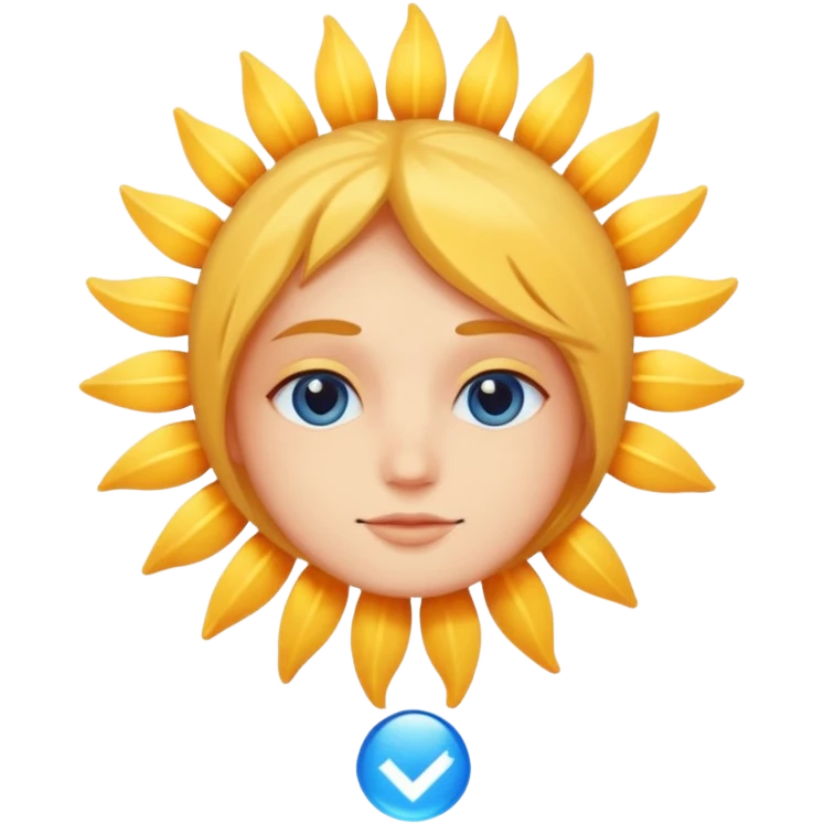 تیک آبی وانسان دایره ای خورشیدی emoji