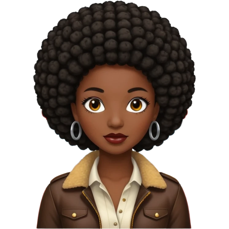 Classic mustang dark women with short afro emoji