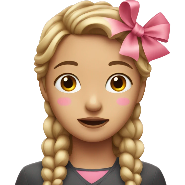 girl with pink bow and eyes closed emoji