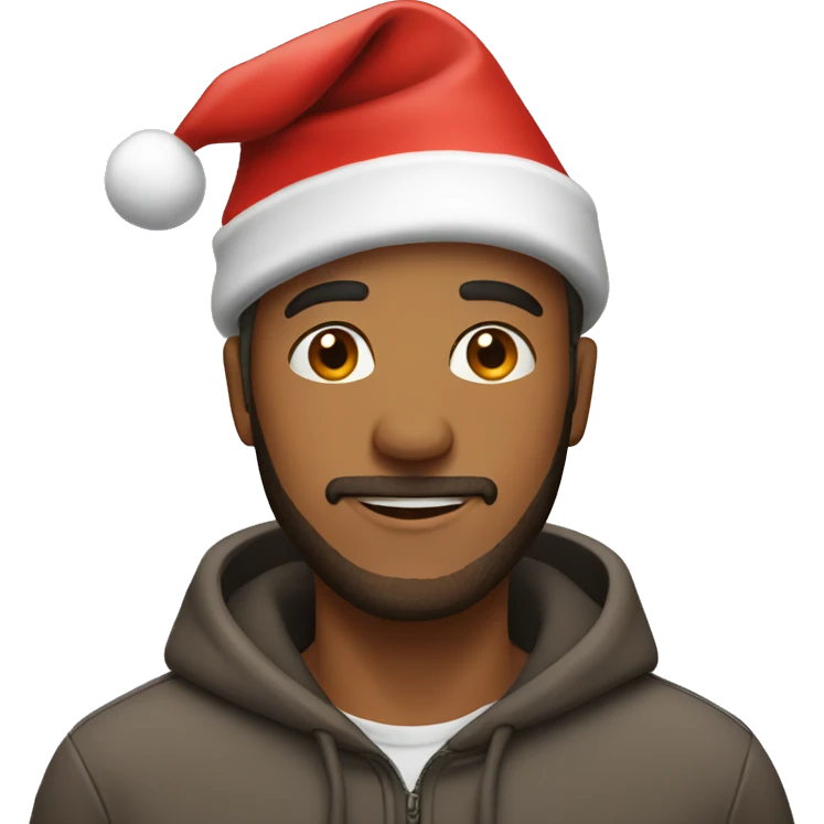 Guy wearing a Christmas hat emoji