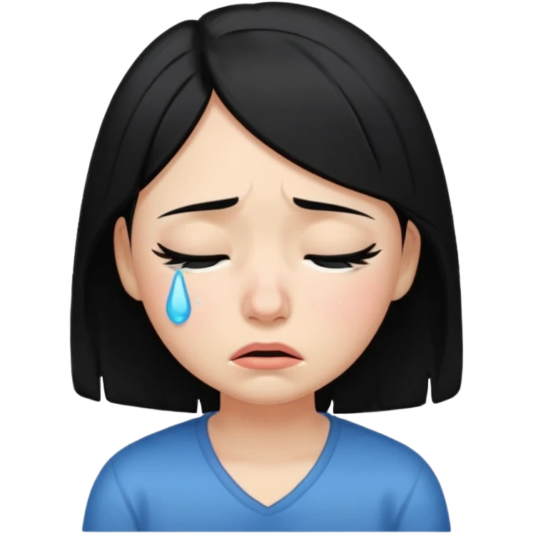 eye closed crying girl with black hair  emoji