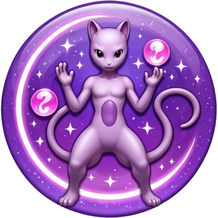 Pokemon legendary glitter purple and pink mewtwo emoji