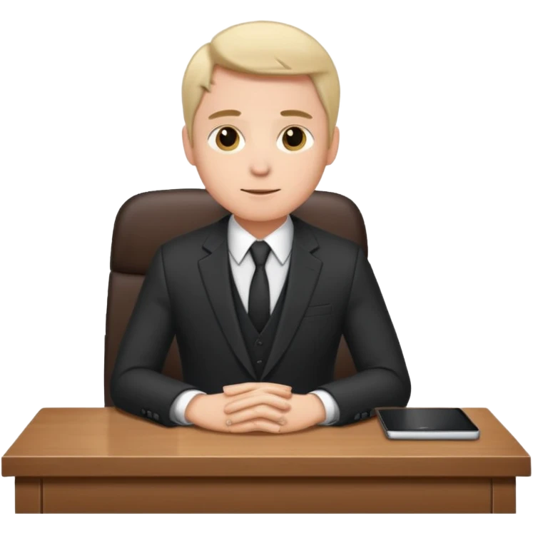 Business man sitting at a desk emoji