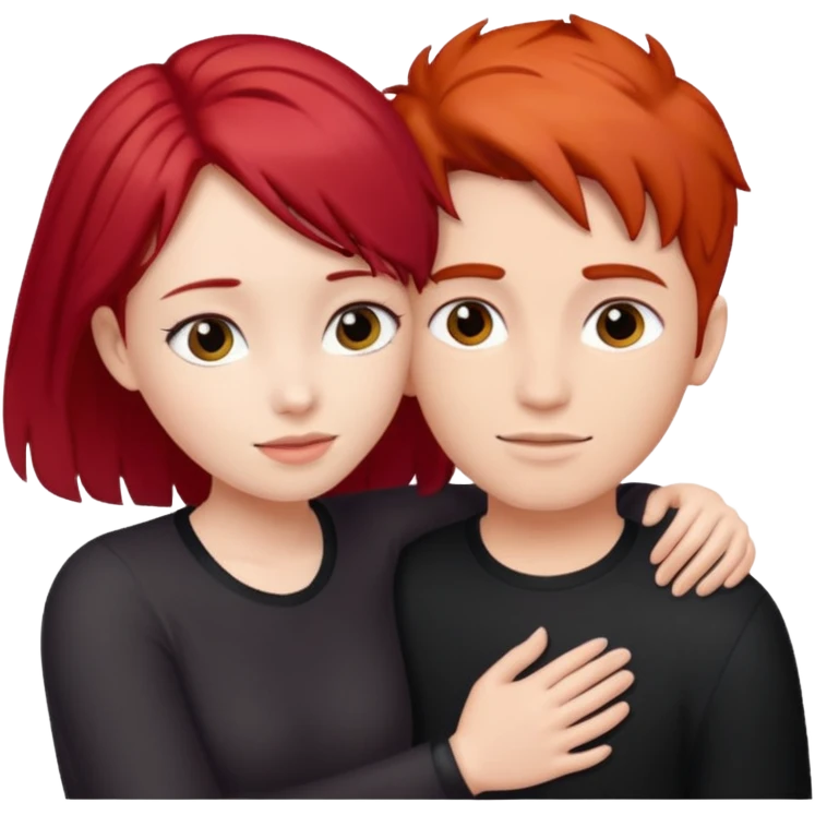 Red haired girl with black hair boy romance emoji