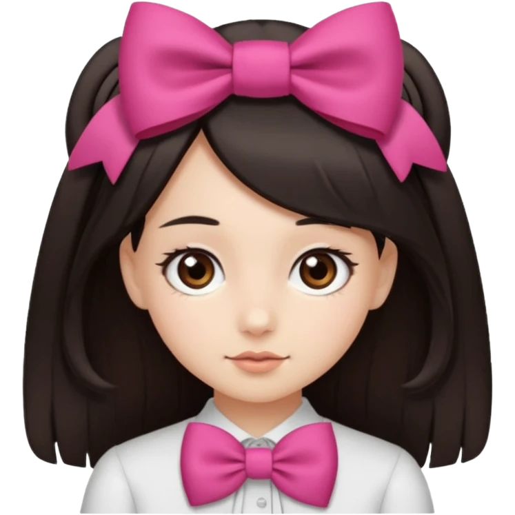 scout girl with hairbow on straight hair dark hair emoji