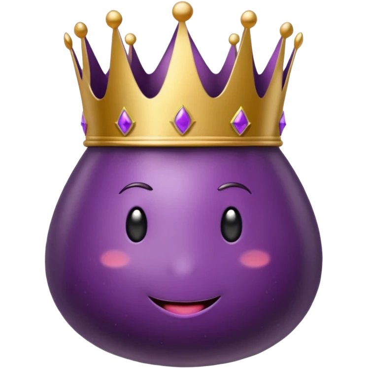 Eggplant with crown ontopy emoji