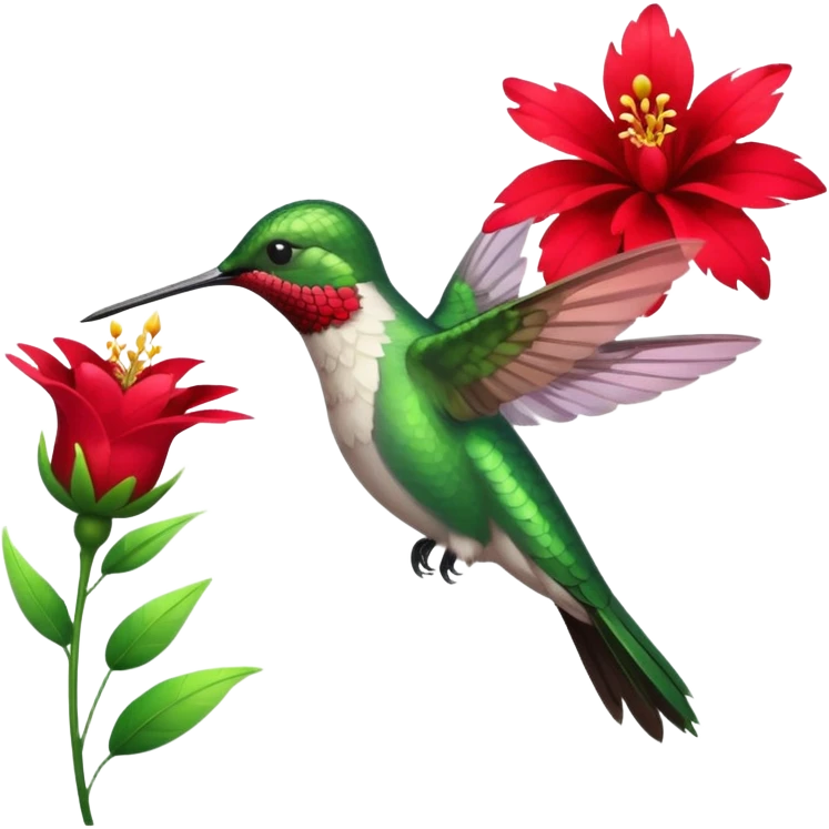 hummingbird drinking nectar from flower emoji