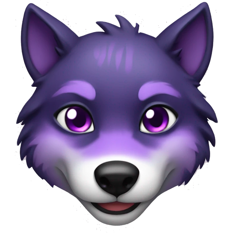 Purple wolf with black fur markings, smiling (Kemono:1.5) emoji