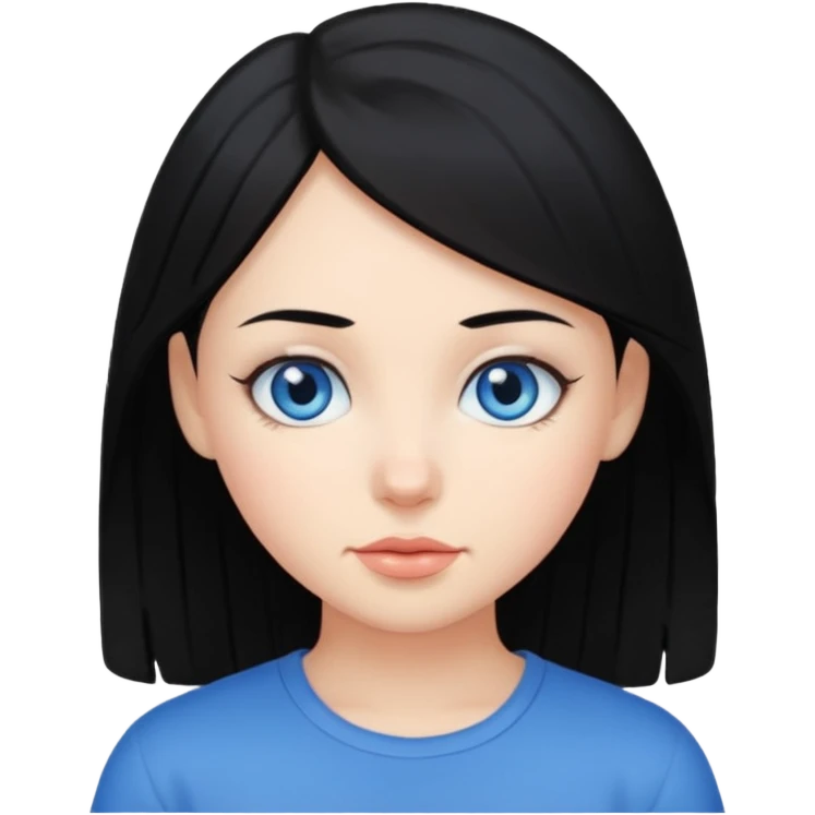 Chica de pelo negro y color de piel blanca con ojos azules emoji
