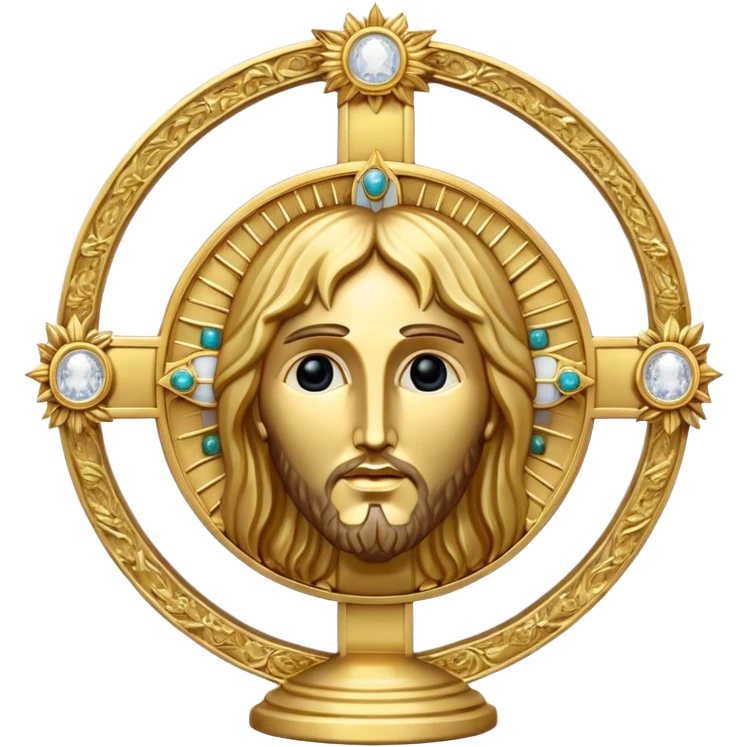 Eucharistic monstrance emoji with Christ’s face emoji
