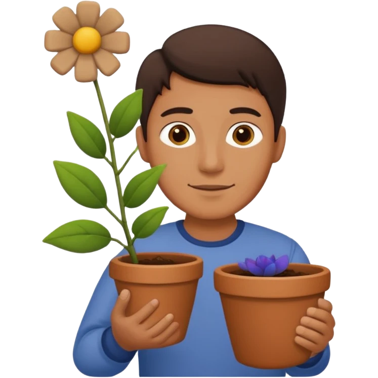 man holding a flower pot emoji