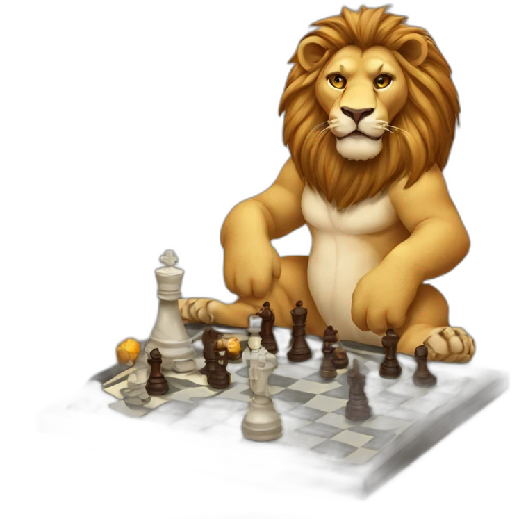Lion playing chess in Hong Kong emoji