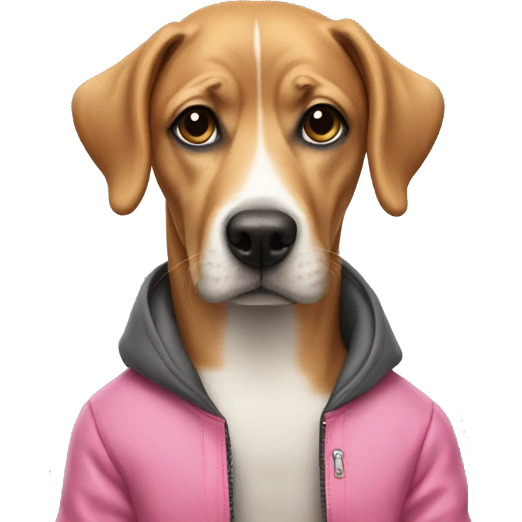 Side eye dog with pink jacket on emoji