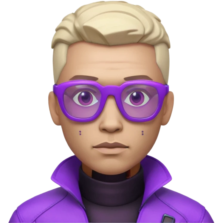 Cyberpunk man head 3d puruple glasses emoji