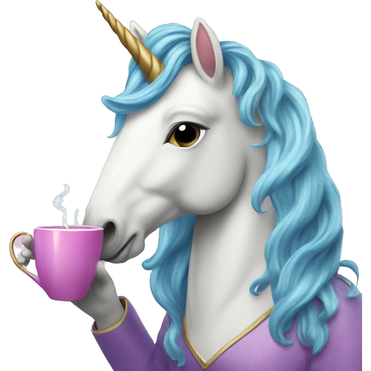 unicorn drinking tea emoji