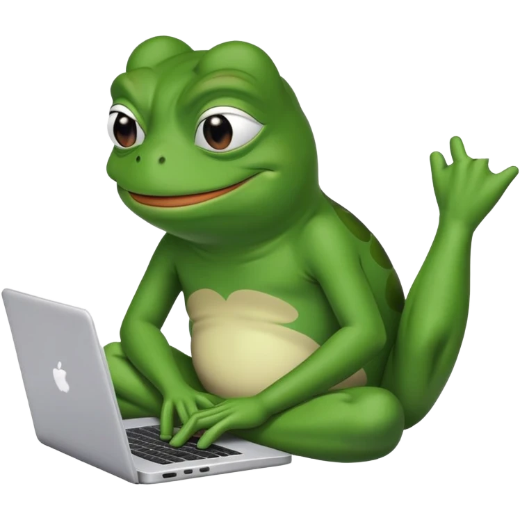 pepe frog using laptop emoji