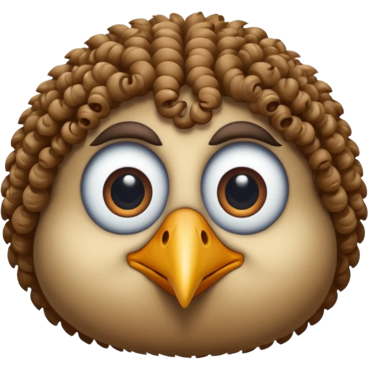 bird with curly hair two eye emoji