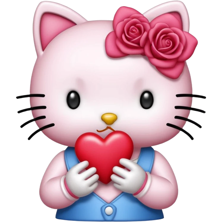 Hello kitty qui fait un bisous avec un cœur rose emoji | AI Emoji Generator